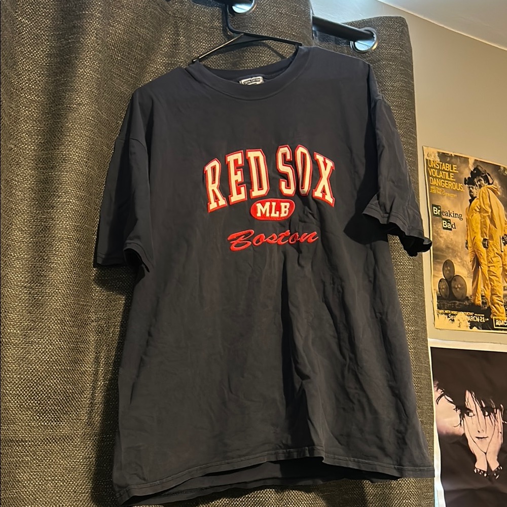 Vintage Red Sox MLB Men's Puff Print Navy Blue T-Shirt